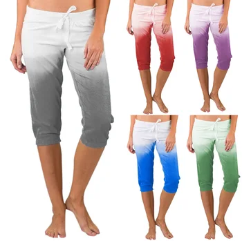 

Womens' Casual Midi Length Splice Colors Trousers Slim Pencil Midi Waist Pants