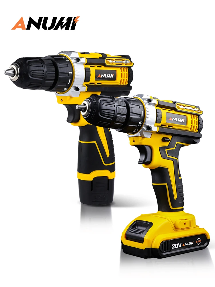 ANUMI 12V 20V Yellow Cordless Drill Electric Screwdriver Mini Wireless Power Driver DC Lithium-Ion Battery 3/8-Inch | Инструменты