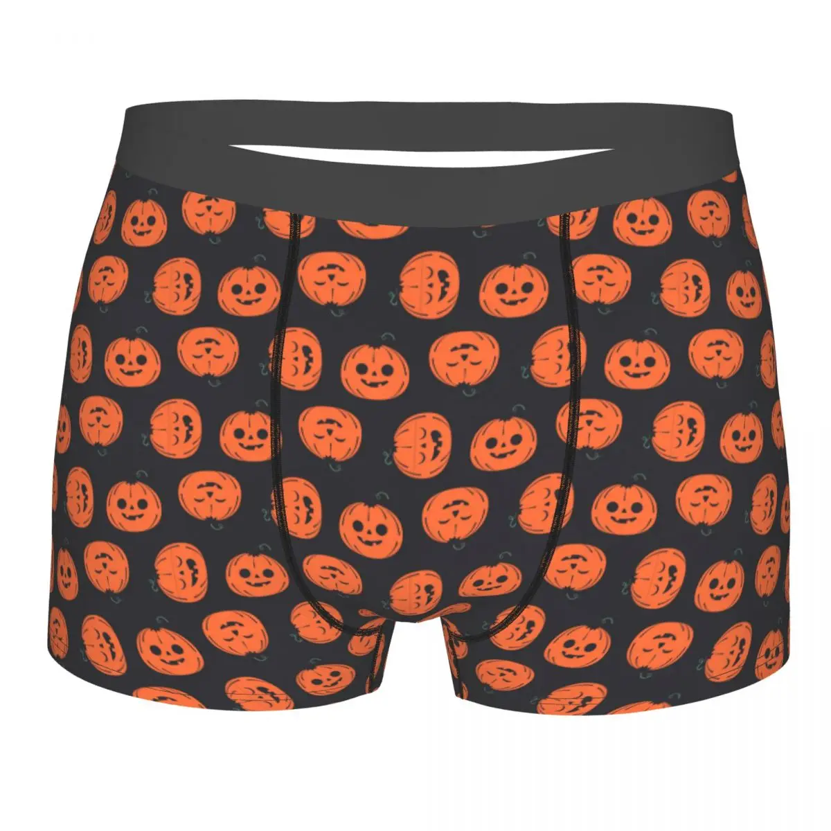 

Halloween Pumpkin Underwear Funny Cute Customs Polyester Sublimation Trunk Hot Boys Stretch Boxer Brief