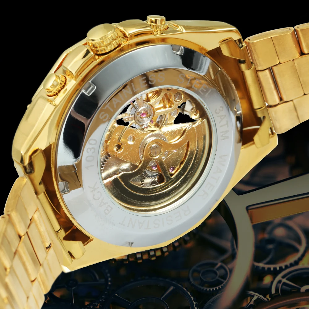 FORSINING Gold Watch Men Luxury Mechanical Watches Mens Skeleton Wristwatch Products часы мужские