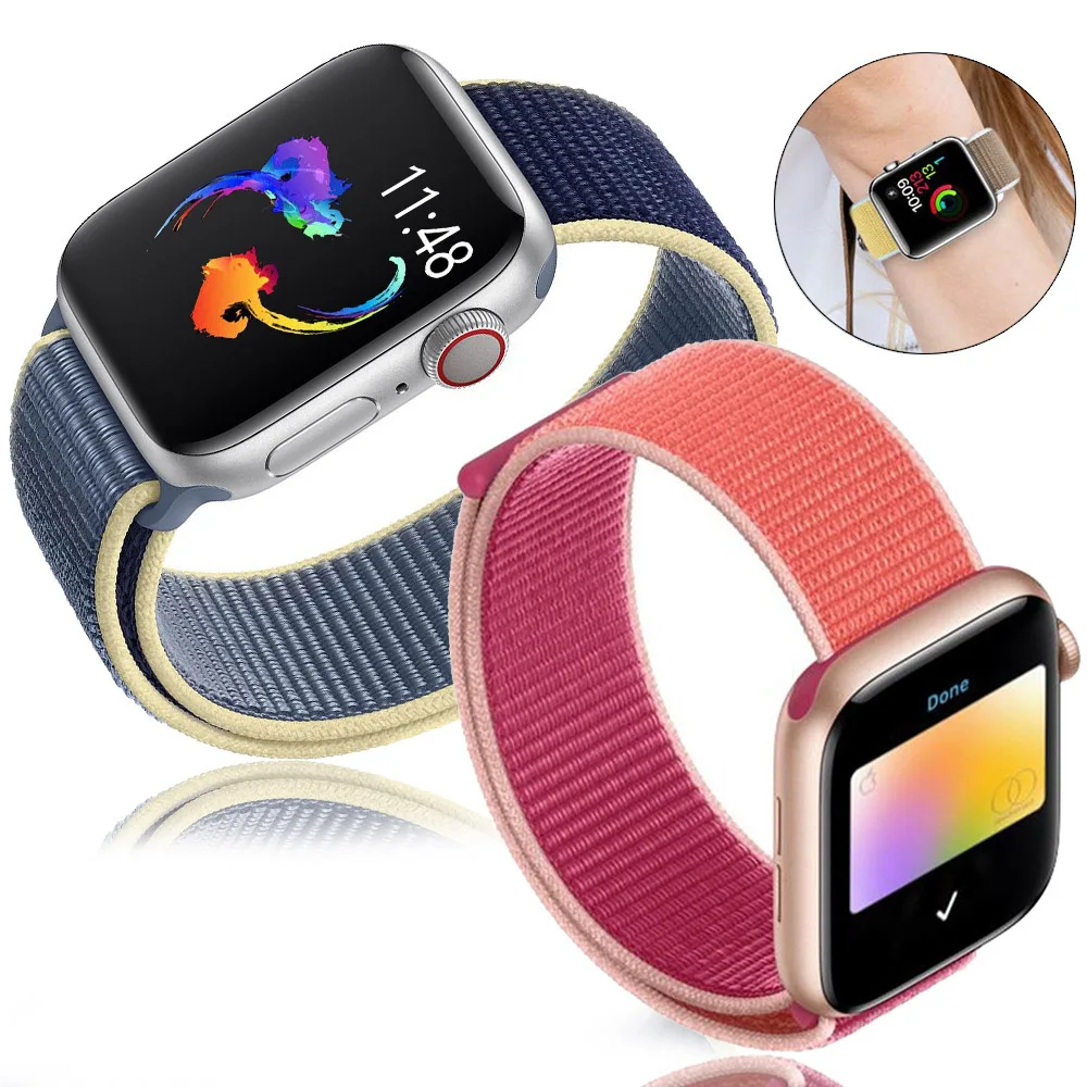 

Band For Apple Watch Series 4 3/2/1 Bands 38mm 42mm Nylon Soft Breathable Replacement Sport Loop for iwatch 4 3 2 1 40mm 44mm