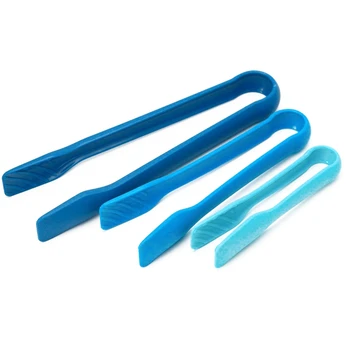

New Set of 3 Tone Blue Compact Large Medium Small Plastic Cooking Tongs