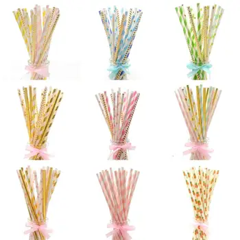 

25pcs Mixed Heart Star Paper Straws Birthday Party Decorations Adult Party Drinking Straw Wedding Decor Christmas Party Supplies