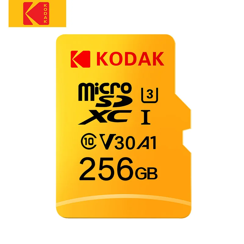 Карта Micro SD Kodak 256 ГБ класс 10 16 32 64 U3 4K высокоскоростная карта памяти флэш-карта 128