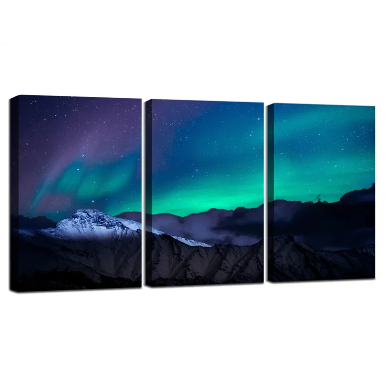 Полярный светильник Aurora Borealis полностью раскрашенный на холсте принт природа