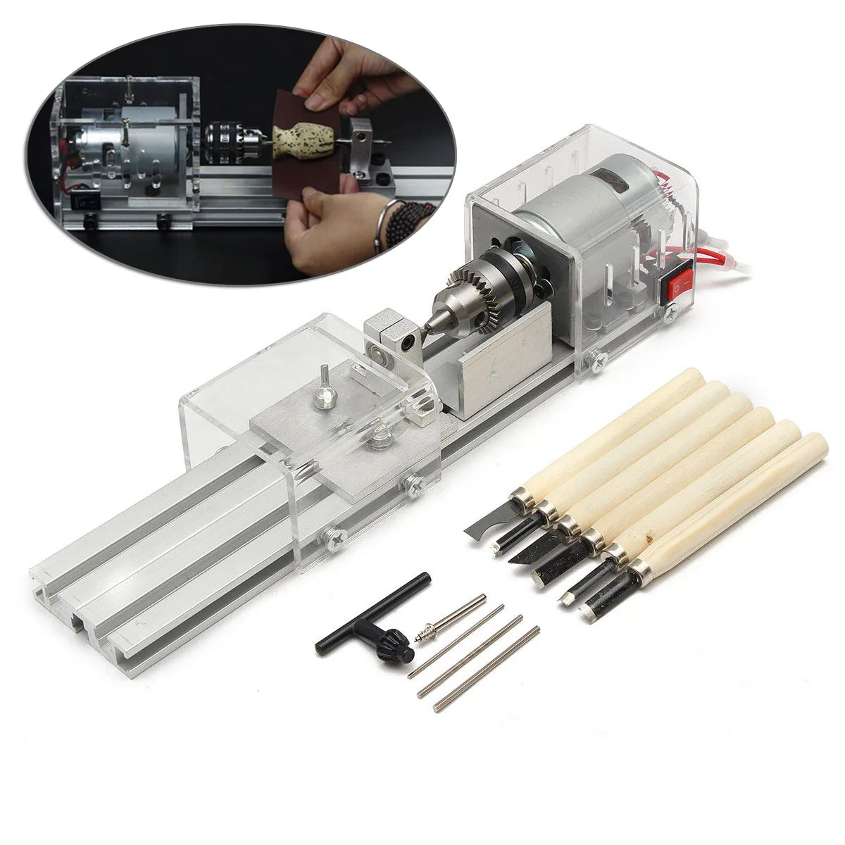 

Mini Lathe Beads Machine Woodworking DIY Milling Polishing Set.equipment