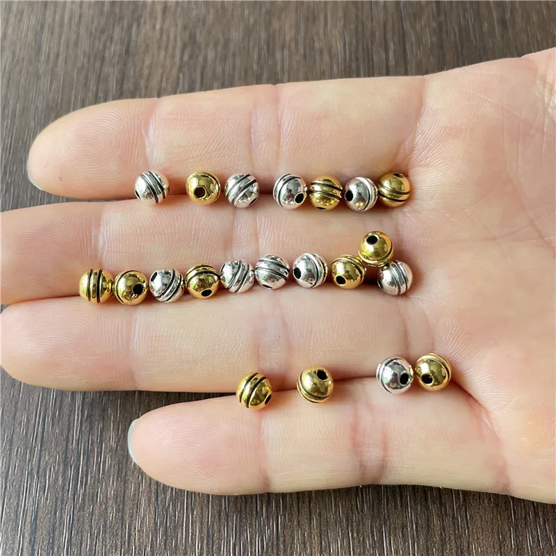 Ju Yuan 300pcs 6mm glossy double-line spacer beads DIY jewelry crafts jewelry connector metal alloy production