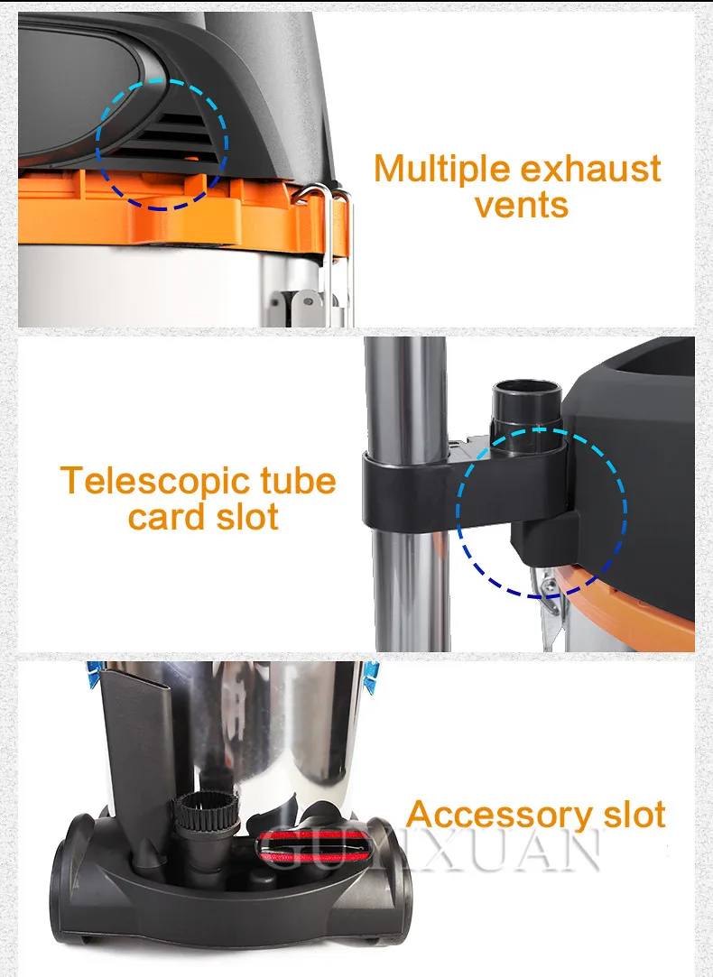 Коммерческий промышленный пылесос для сухого и влажного выдува, Тип Ведра, высокая мощность, бесшумный, сильный, бытовой, заводской, вакуумный