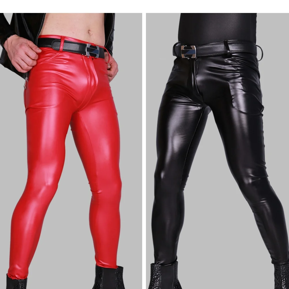 Pantaloni eleganti da uomo in lattice ecopelle lucido lucido bar Club Stage  Gay Wear nono pantaloni PU Chaparejos pantaloni attillati da uomo|Skinny  Pants| - AliExpress