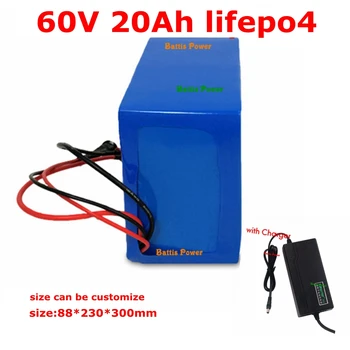 

lithium 60v 20Ah lifepo4 battery deep cycle 50A BMS for 1500w 3000w bike scooter Tricycle motorcycle Go Cart +3A charger