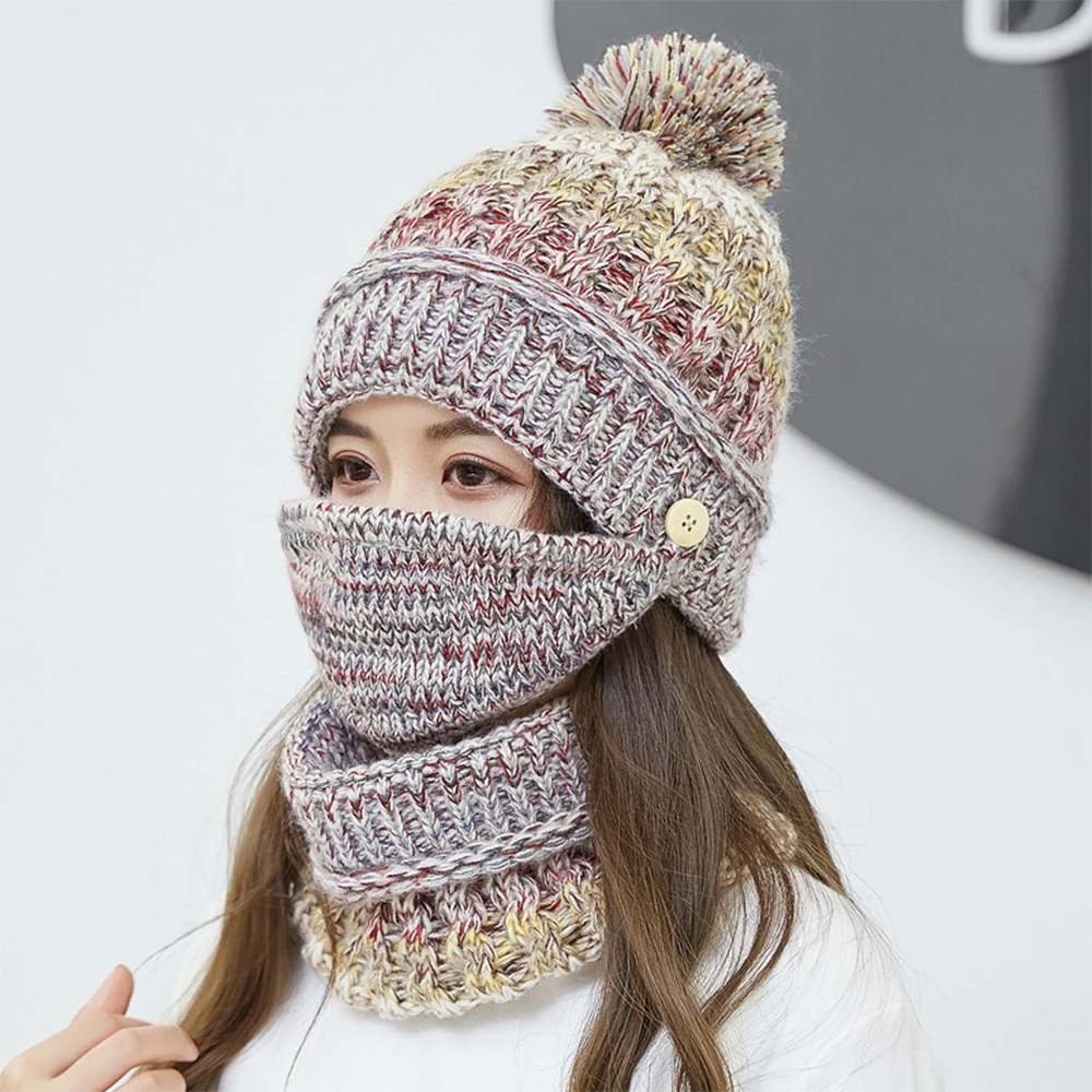 Женская шапка зимняя шапка противостоит холоду нагрудник маска шапка сохраняет тепло 3 комплекта несколько Способы ношения
