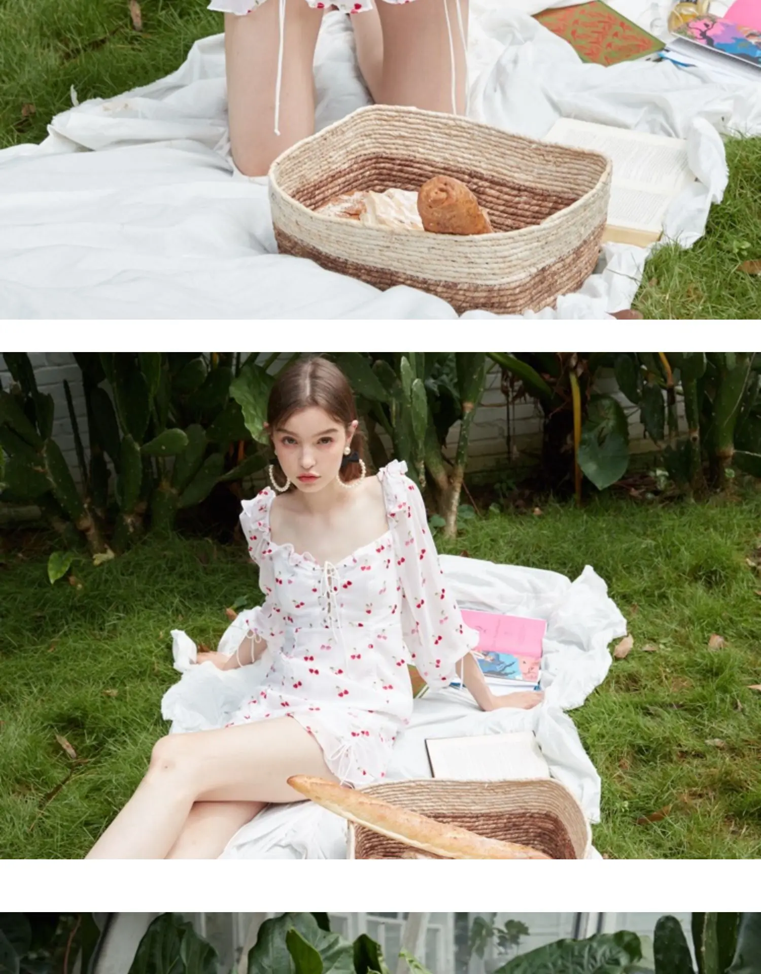EASYSMALL For Love Lemons женское летнее платье высокого класса с высокой талией, Вишневое кружевное платье с рюшами и рукавами-фонариками