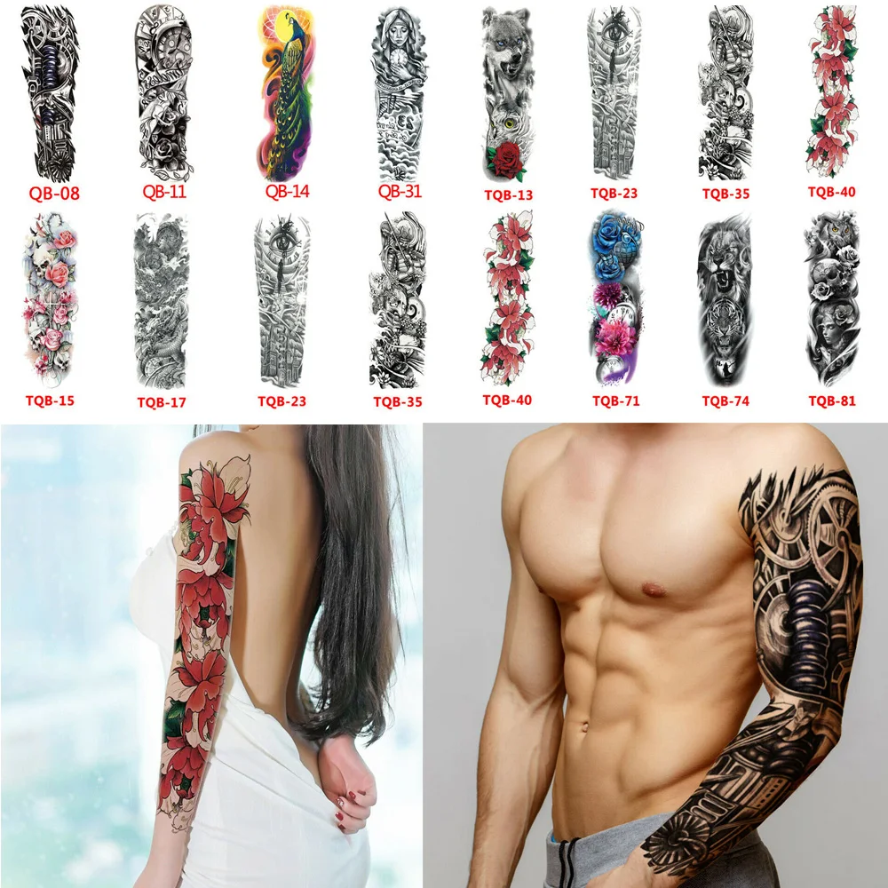 Персональный водонепроницаемый полный рука временные татуировки наклейки поддельные татуировки рукава татуировки для мужчин женщин