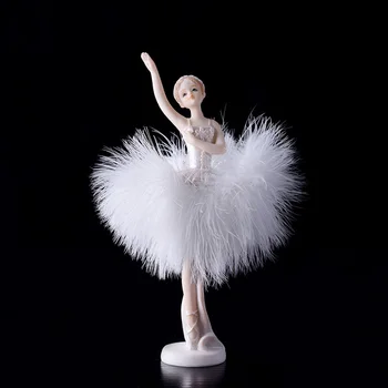

WHITE FEATHER BALLERINA FAIRY GARDEN MINIATURE FIGURINES RESIN BALLET DANCER ORNAMENTS GIRL ROOM DECORATION HOME DECOR MODERN