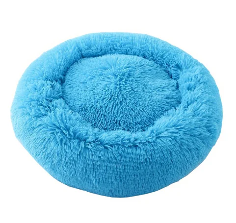 blue Круглая кровать для собаки кошки зимний теплый спальный лежак коврик для щенка питомника кровать для питомца машинная стирка - Цвет: blue
