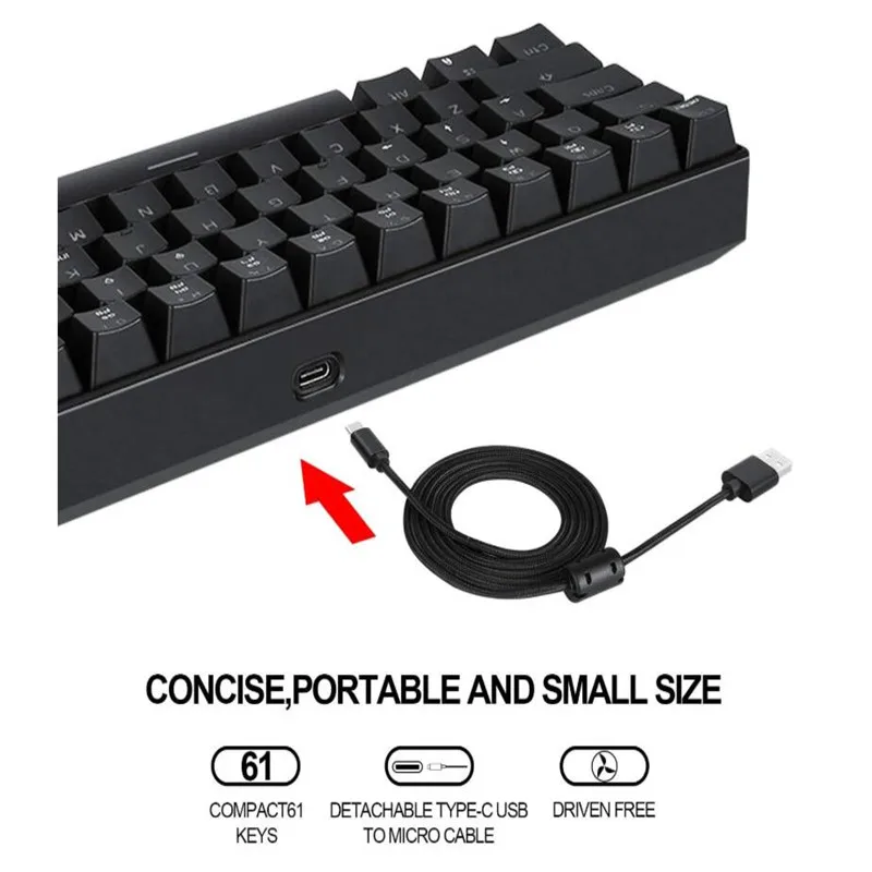 MOTOSPEED CK61 Portable Mechanical Keyboard 61 Keys RGB Backlit Custom Lighting With BOX Axis Machine Separation Tablet Desktop