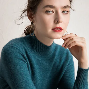 

Antumn Winter Soft Sweaters for Women 100% Pure Cashmere Knitted Jumpers 10Colors Standard Clothes Long Sleeve Woman Pullovers