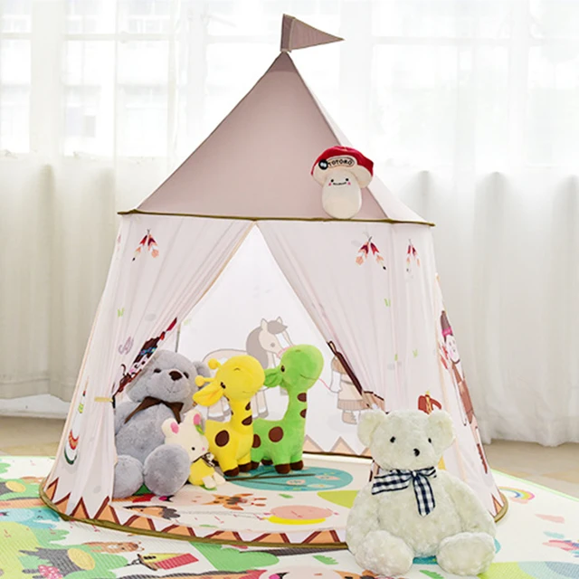 Play Tent Portable Foldable Tipi Prince Folding Tent Children Boy Cubby Play House Kids Gifts Outdoor Toy Tents Castle  Teepee 1