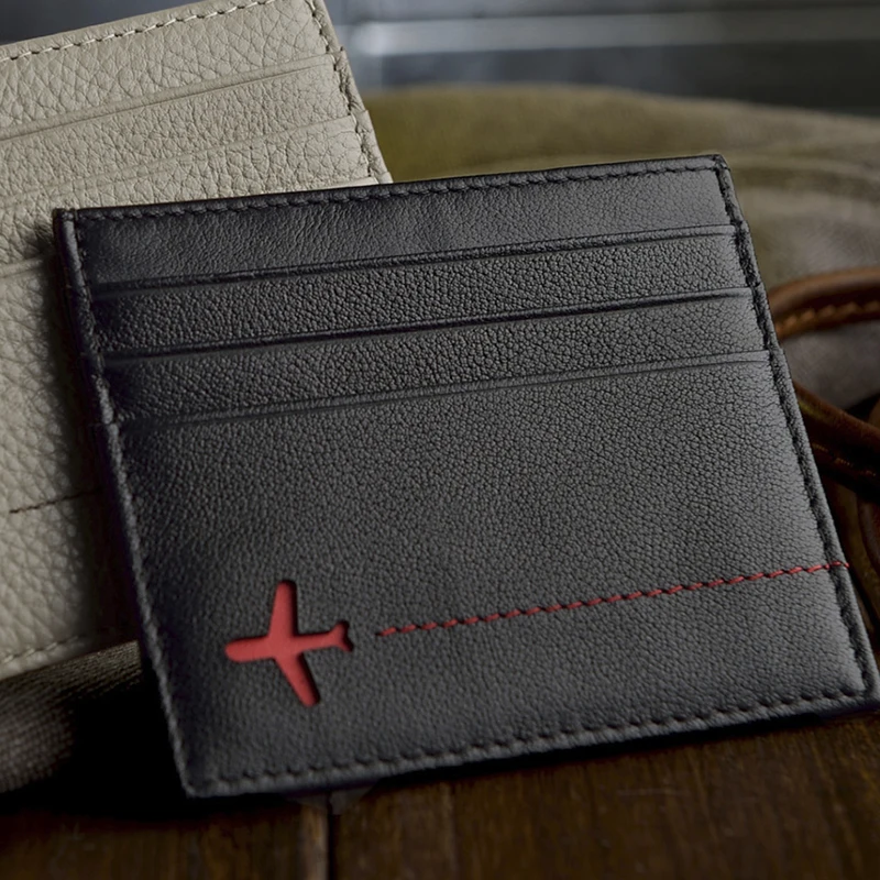 RFID держатель для кредитных карт Для мужчин тонкий отделениями пластиковых кожаный роскошный бумажник