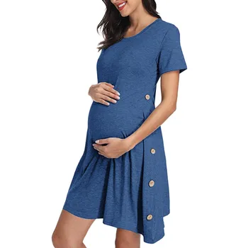 

Women Maternity Summer Short Sleeve Casual Sundress Pregnancy Dress Clothes Solid Short Sleeve Fashion Ladies pregnancy dress