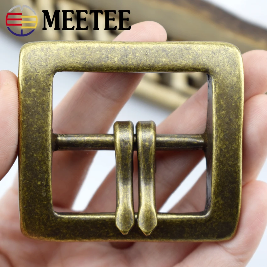 Meetee, 40 мм, Ретро стиль, чистая медь, латунь, пряжка для ремня для мужчин и женщин, двойной штыревой ремень, пряжки, сделай сам, швейный ремень, джинсы, отрегулируйте, кожевенное ремесло
