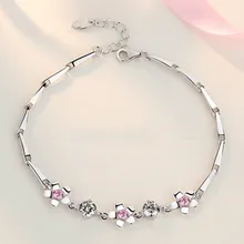 Популярные 925 Серебряные мозаичные хрустальные цветки вишни трендовые браслеты-цепочки модные очаровательные Индивидуальные ювелирные изделия аксессуары