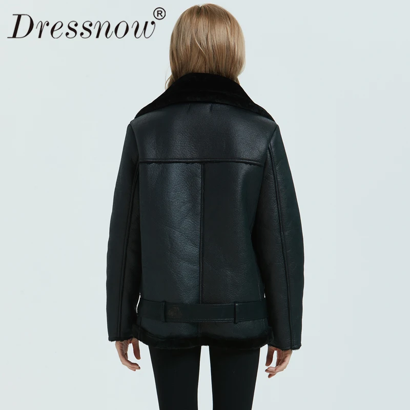Dressnow Женское зимнее плотное пальто Дамская мода PU мотоциклетная кожаная женская черная Теплая Бархатная Свободная куртка
