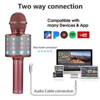 

Bluetooth Microphone Wireless Glowing WS858L Home Karaoke Microphones Speaker Handheld Music Player Singing Recorder KTV
