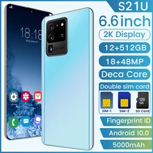 Smartphone s21u 12gb 512gb android 10.0 celular móvel memória flash versão global melhor vender 6.6 Polegada 5000mah 5g deca núcleo