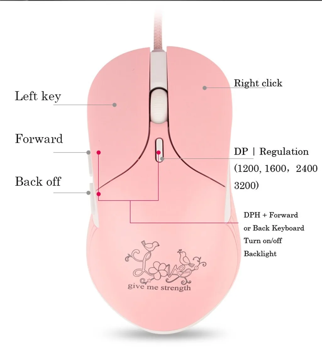Ouhaobin Wired Mouse 1600DPI Optical Gaming Mice Mouses 6Buttons For PC Laptop for game for office Computer for Window 10/7