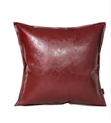 wine red Новые роскошные Ретро однотонные кожаные декоративные наволочки с рождественскими узорами Водонепроницаемая Подушка Чехол 7 цветов три размера Зара* Женщины - Цвет: wine red