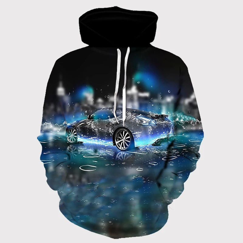 Голубая ночь кристалл спортивный автомобиль толстовка унисекс Толстовка