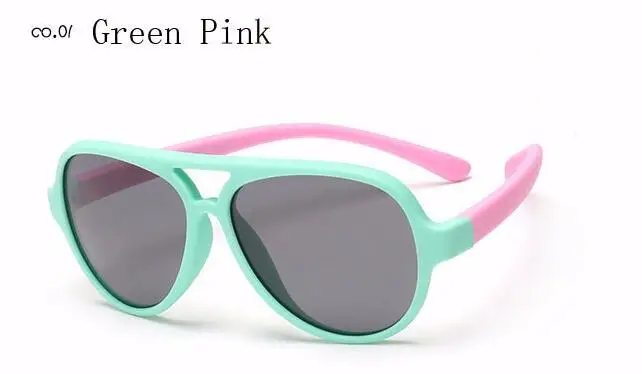 green pink Поляризованные солнцезащитные очки для детей TAC TR90 Pilot мягкая оправа для маленьких мальчиков и девочек Солнцезащитные очки UV400 Детские Наружные защитные очки WarBLade - Цвет линз: green pink