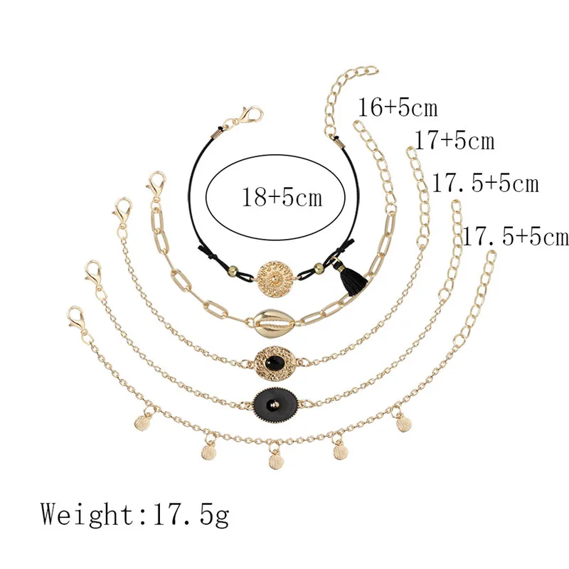 LETAPI 5 шт./компл. золото Цвет Браслеты Набор для Для женщин Boho, натуральная основа, цветок, Компас браслет ювелирные изделия оптом