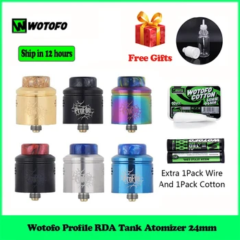 

Electronic Cigarettes Atomizer Original Wotofo Profile RDA Tank 24mm with 10pcs Mesh Coil 0.18ohm 10pcs Cotton Vape Tank RDA