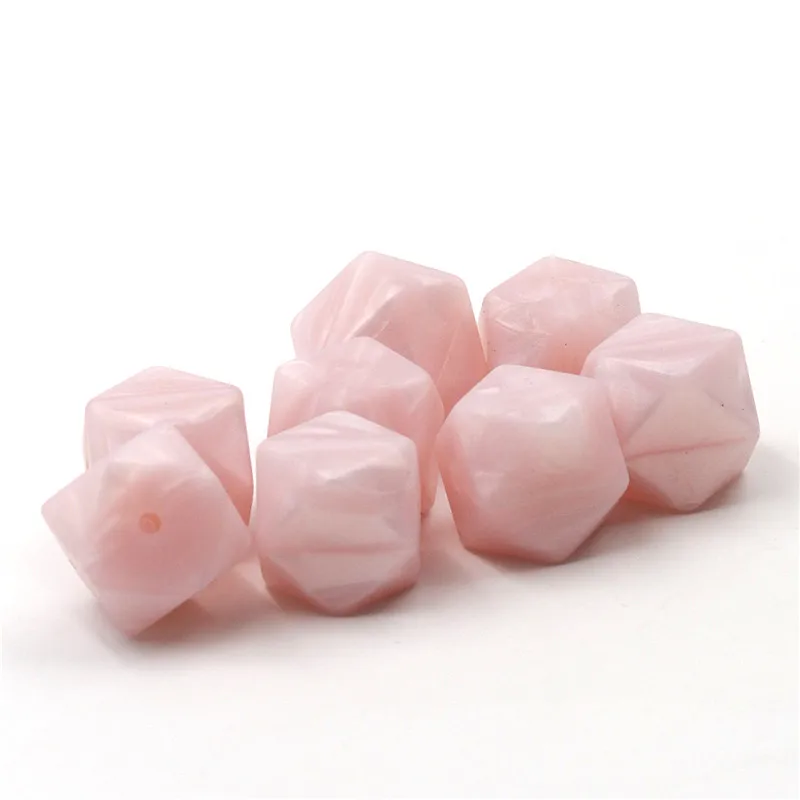 Jojochew Детские зубные кольца шестигранные жемчужные розовые сенсорные четки пищевого класса Силиконовые Прорезыватели BX53