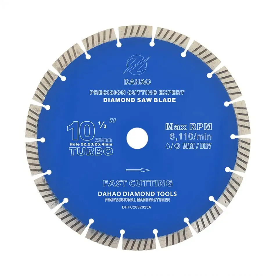 

263mm Split Tooth Segmented Shape Diamond Saw Blade Volcanic Rock Cutting Blade Support Wet and Dry Cutting for Concrete /Stone