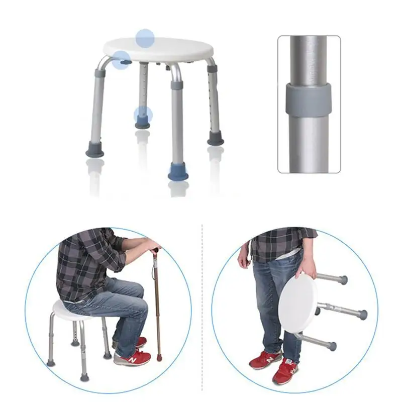 Adjustable Bath Tub Shower Chair 8 Height Bench Stool Seat with Non-Slip Rubber Sole for Bathroom 3