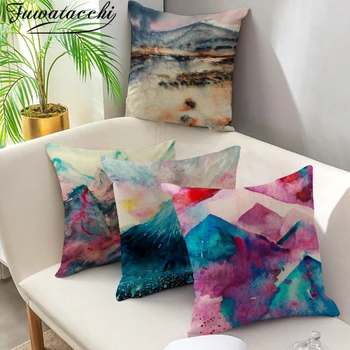 

Fuwatacchi Oil Painting Cushion Cover Natural Landscape Pillow Cover Mountains Printed tjrow Pillowcase for Sofa Car Decoration