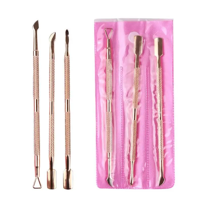 3pcs/Set Stainless Steel Cuticle Remover Pedicure Manicure Dead Skin Pusher Nail Art Tools Kit