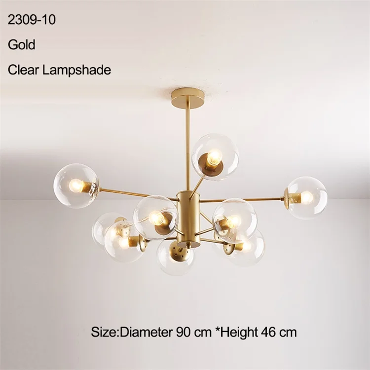 10 light clear Стеклянная светодиодная лампа, современный дизайн, люстра, потолочный светильник для гостиной, спальни, столовой, светильник, Декор для дома, светильник ing 12 s - Цвет абажура: 10 light clear