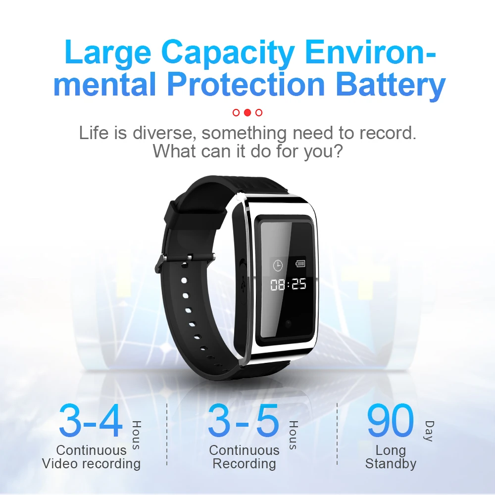 D6 Portable Audio Video Watch Bracelet Business Meeting Video Recorder Bracelet Sound Voice Recorder Recording Bracelet