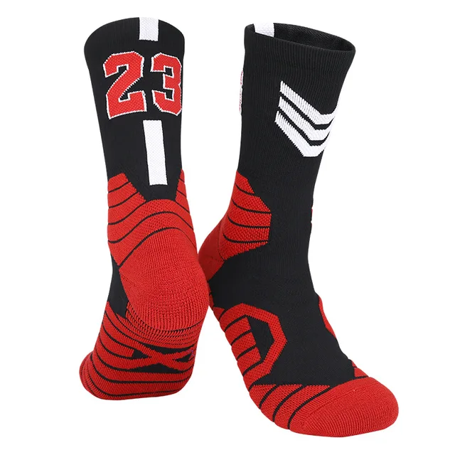 Trendy Man Basketball Socks Long Outdoor Breathable Cycling Socks Anti Slip Profession Basketball Number Men Running Socks B-23