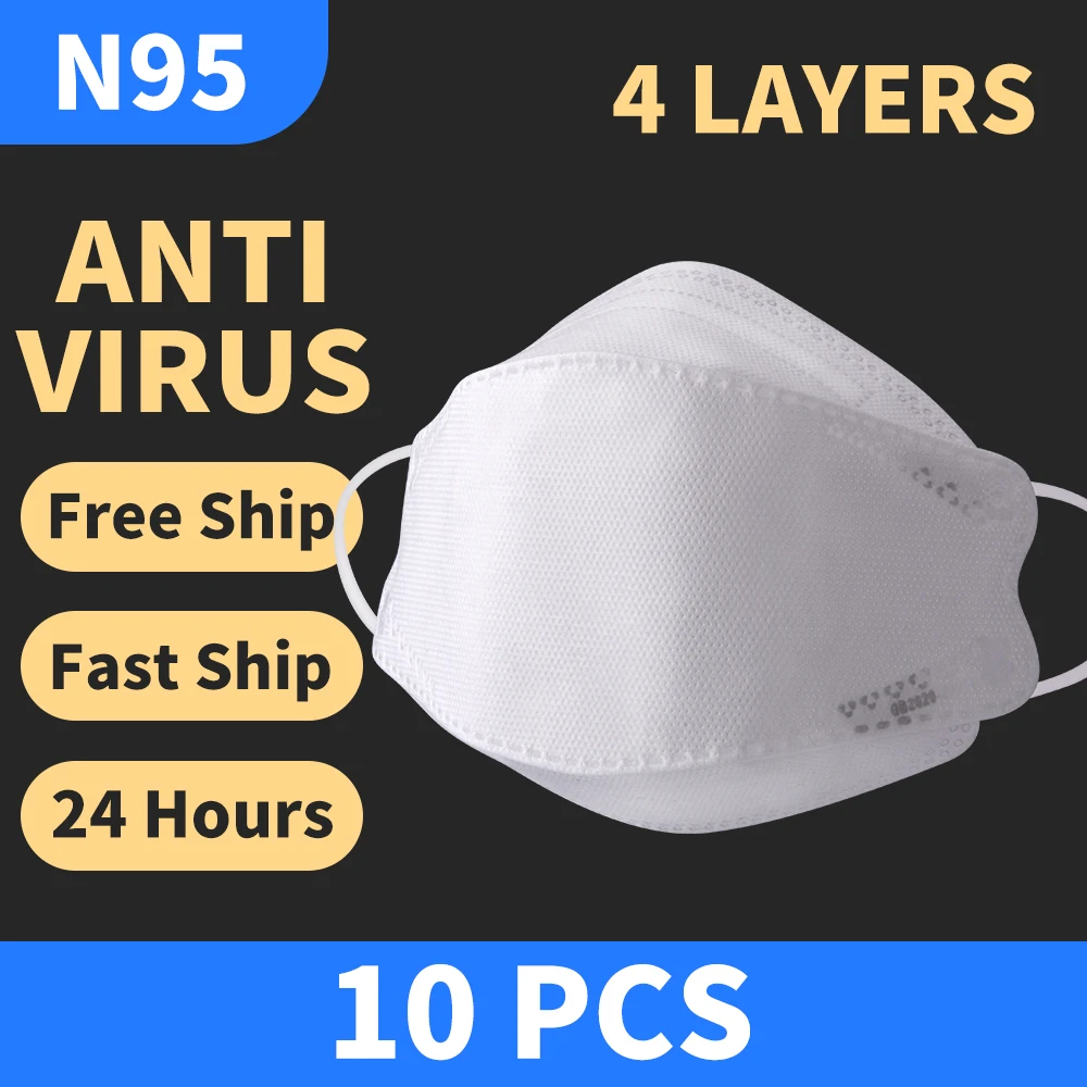 

N95 Face Mask Kids 10 PCS Children Dispoable Protective 4 Filters Layer Mouth Mask Meltlown Cloth KN95 Anti Infection