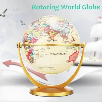 

12cm 360° Rotating Retro World Globe Earth Ocean Map Ball Antique Desktop Geography Learning Educational Home School Decoration
