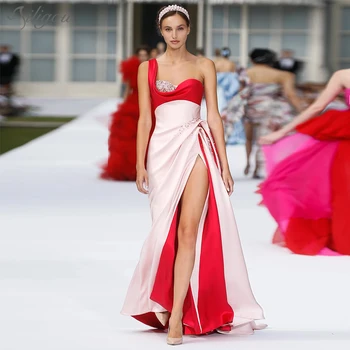

Ailigou Free Shipping 2020 New Sexy One Shoulder Vestidos Gem Embellished Sleeveless Long Dress High Split Celebrity Party Dress