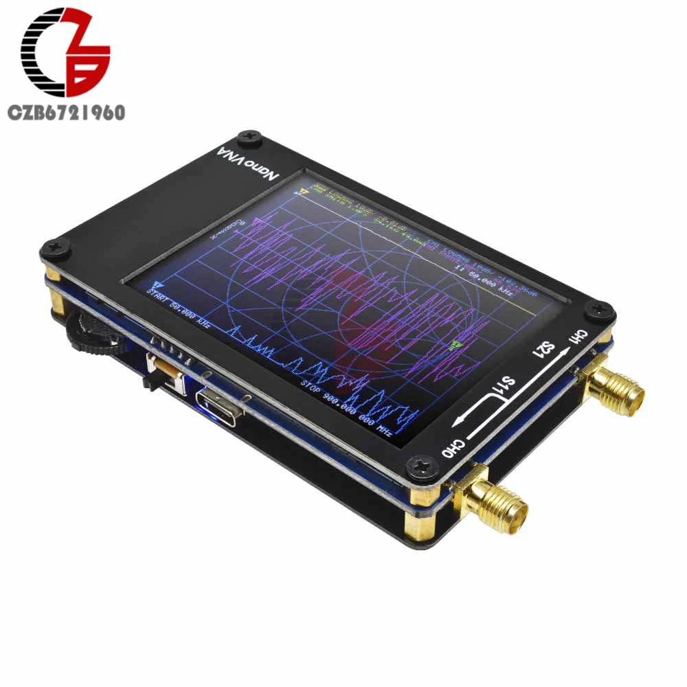 NanoVNA 50KHz-900MHz Vector Network Analyzer 2.8" Digital MF HF VHF UHF Antenna Filter Amplifier SWR Meter Tester USB Type C SMA
