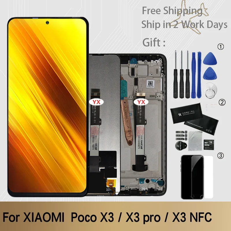 ЖК-экран для Xiaomi Poco X3 NFC оригинальный ЖК-дисплей + сенсорный экран с 10-точечным