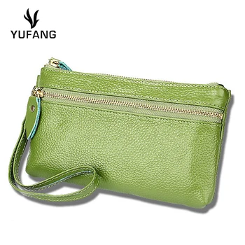 

YUFANG Women Wallets Genuine Leather Female Clutch Bag High Quality Cowskin Phone Bag Candy Color Hand Bag Ladies Long Purse