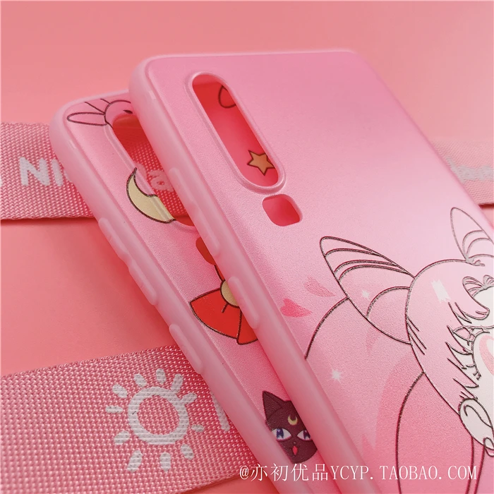 Чехол для телефона xiaomi mi9 8 sailor moon с милым мультяшным розовым рисунком для девочки xiaomi CC9E 9 8se с подвеской+ длинным ремешком